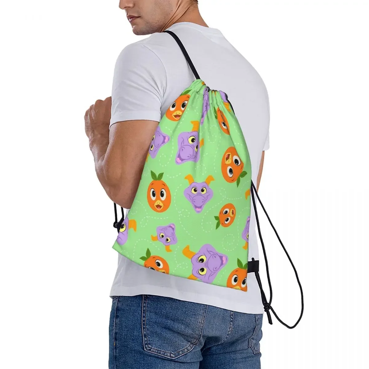 Festival frische Figur und orange Vogel Rucksäcke Kordel zug Taschen Kordel zug Bündel Tasche Schuhe Tasche Bücher tasche für die Reises chule