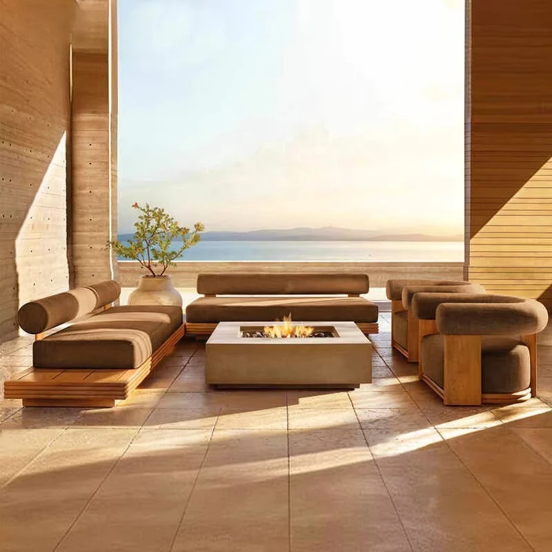 Outdoor sofa courtyard furniture terrace leisure solid wood sofa combination