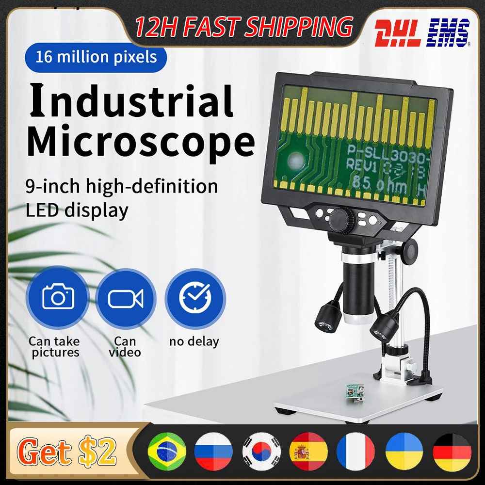 G1200 G1600 Digitale Elektronische Mikroskop 1-1600X Verstärkung Lupe Mikroskope Digital Microscopio Trinokular Kontinuierliche