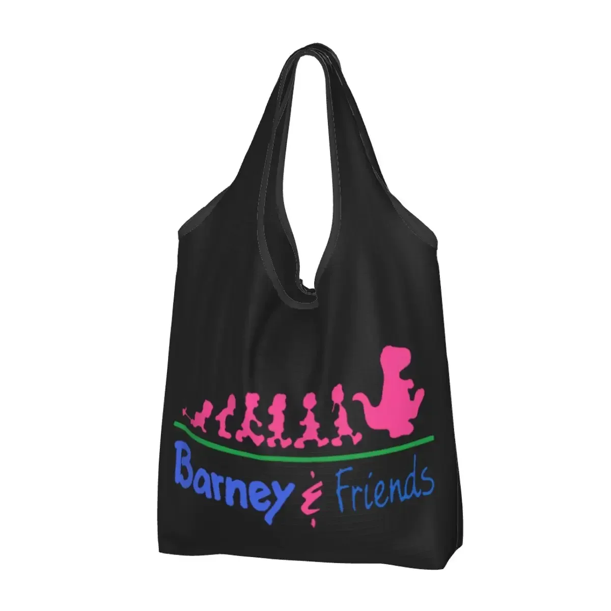 Barney Friends-bolsas de compras reutilizables con dibujos de dinosaurios, bolsa ecológica de 50LB con capacidad de peso, lavable y ecológica