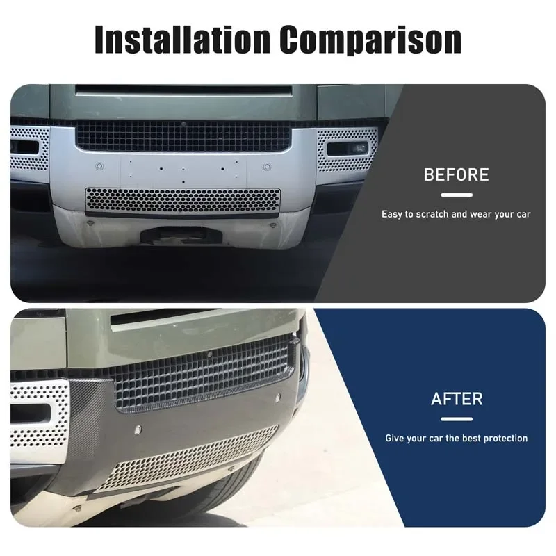 For Land Rover Defender 90 110 2020+ Real Carbon Fiber Car front bumper license plate base panel decorative sticker accessories