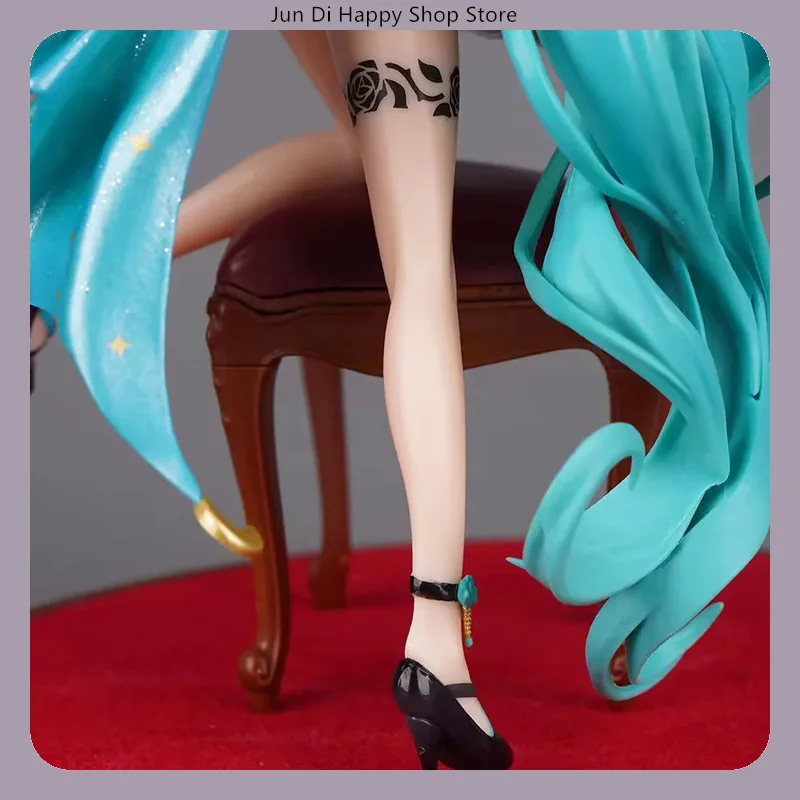 23.5cm Miku Chair Stage PC Case Anime Girl Figure Model Statue Desktop Decoration Ornament Toy Gift for Fans
