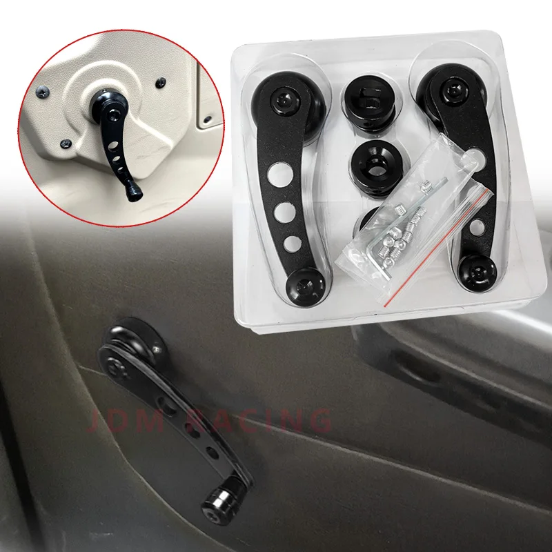 Juego de manija de ventana de coche Universal, enrollador elevador de repuesto, manivela elevadora, manijas de cierre de ventana, aleación de aluminio, color negro