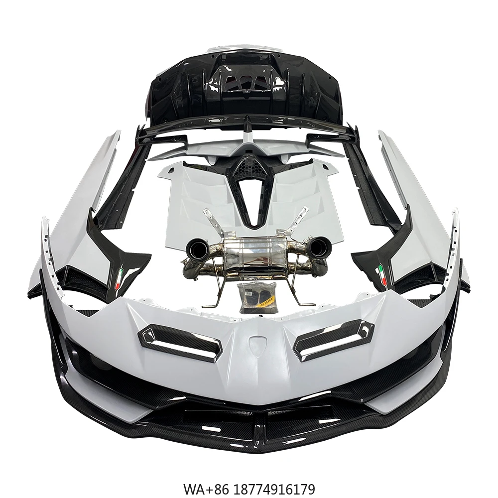 

Высококачественный комплект кузова из сухого углеродного волокна в стиле SVJ, бампер, капот, боковая юбка, выхлоп для r Aventador