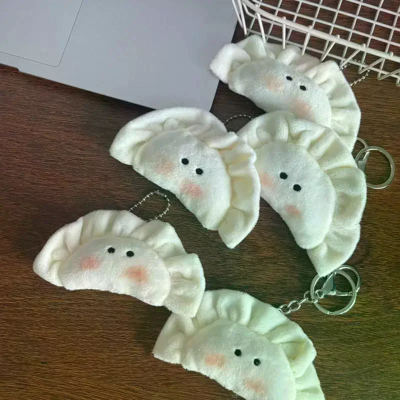 

Cute Plush Dumpling Pendant Keychain Soft Stuffed Keyrings For Boy Girl For Bag Decorations Plush Toys Student Accessories