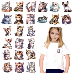 Cute kitten heat transfer small hot stamping children's creative cartoon clothing stickers environmentally friendly and durable