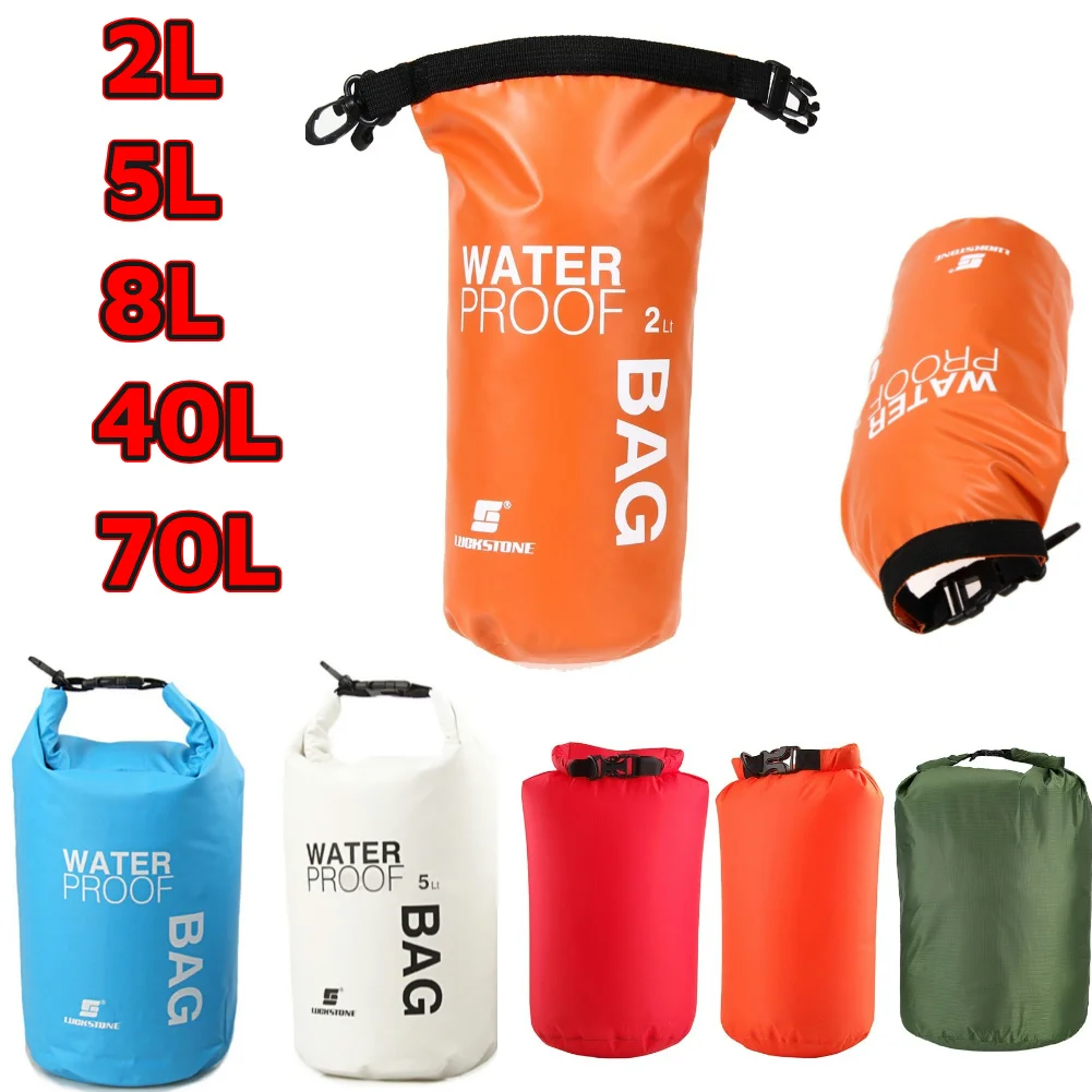 2-40L Waterproof Water Resistant Dry Bag Sack Storage Pack Pouch for Swimming Outdoor Kayaking Canoeing River Trekking Boating