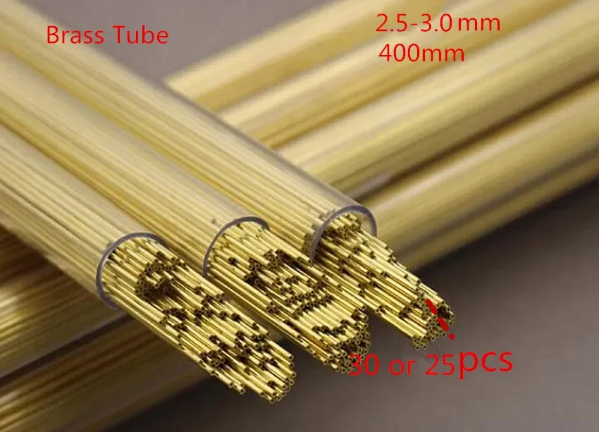 

30PC/25PC/20PC EDM Wire Machine Sparks Drilling Electrodes Single Hole Brass Tubes 2.5-3.0x400mm EDM Electrode tubes