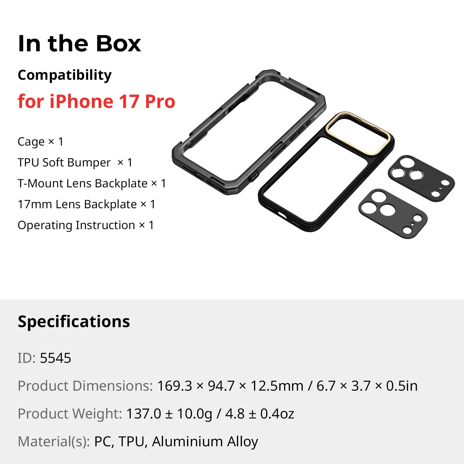 SmallRig 17 Pro/ Pro Max Telefoonkooi Mobiele videokooi voor iPhone 17 Pro/ Pro Max Basic Edition Ondersteuning Professionele videografie