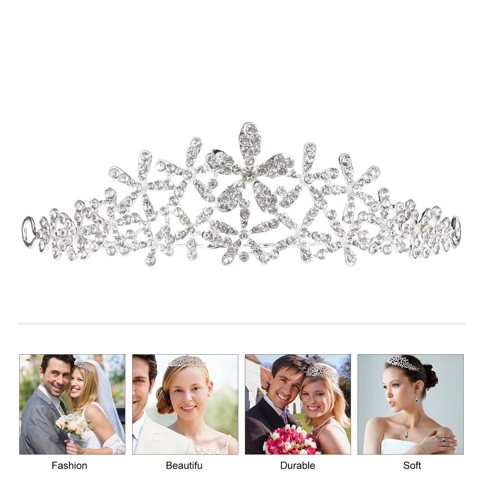 

Свадебная корона из сплава, повязка на голову со снежинками и стразами, свадебные аксессуары для волос, праздничный головной убор, элегантный аксессуар для свадебного платья
