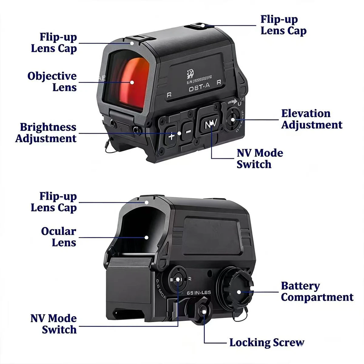 R-8T-AM Red Dot Holographic Sight J3-AM 3X Magnifier Combo Tactical Reflex Optic Rifle Scope for 20mm Rail with Motion Sensing