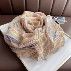 Cotton Linen Women Scarf Winter Warm Neckerchief Fashion Brand Women's Striped Scarves Casual Artistic Tassel Bufandas Shawls