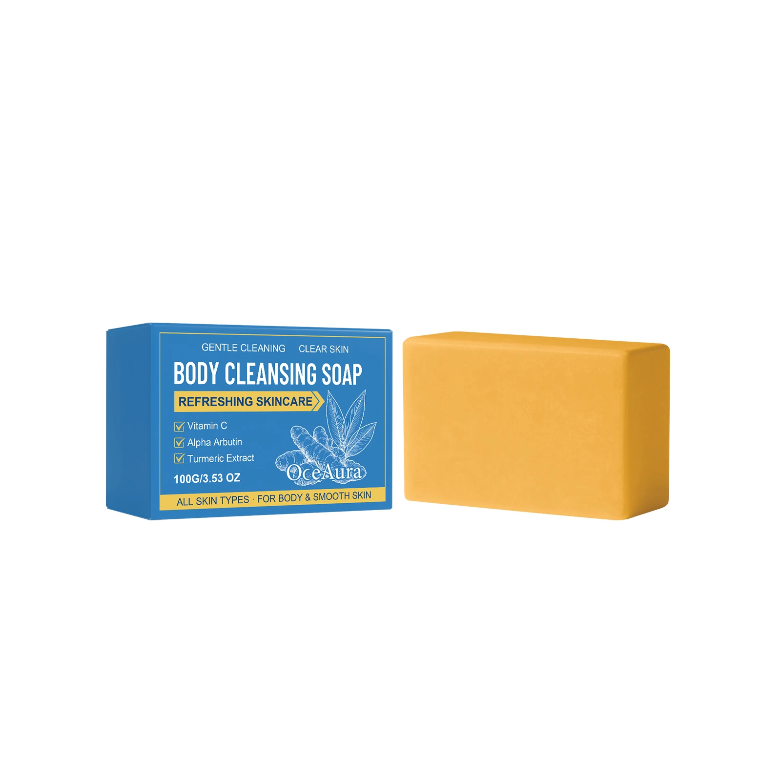 Vitamin C Turmeric Handmade Soap Exfoliating Repair Damaged Skin Remove Acnes Dullness Pimples Moisturizing Brightening Soap Bar