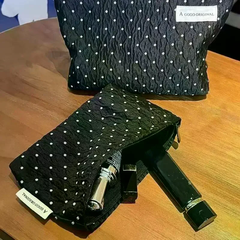 

Женская косметичка в черный горошек, дорожная сумка для мытья, женская дорожная сумка для хранения, женская косметичка-органайзер, туалетная сумка, клатч