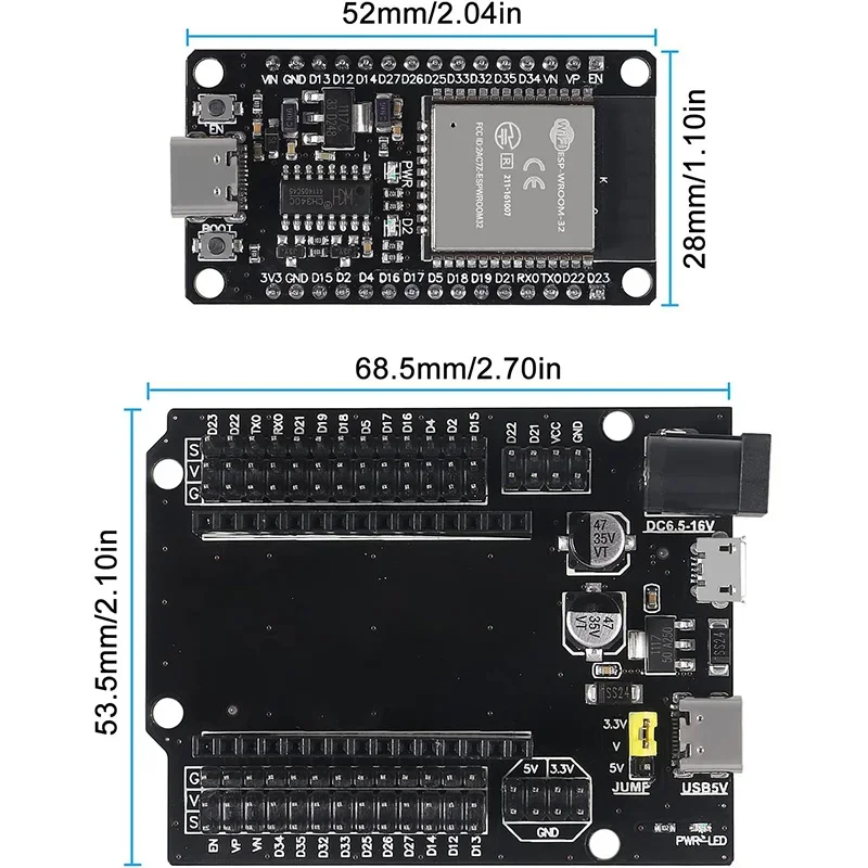 Carte de développement ESP32 CH340C WiFi + Bluetooth carte d'extension double cœur Ultra-faible consommation ESP32-DevKitC-32 ESP-WROOM-32