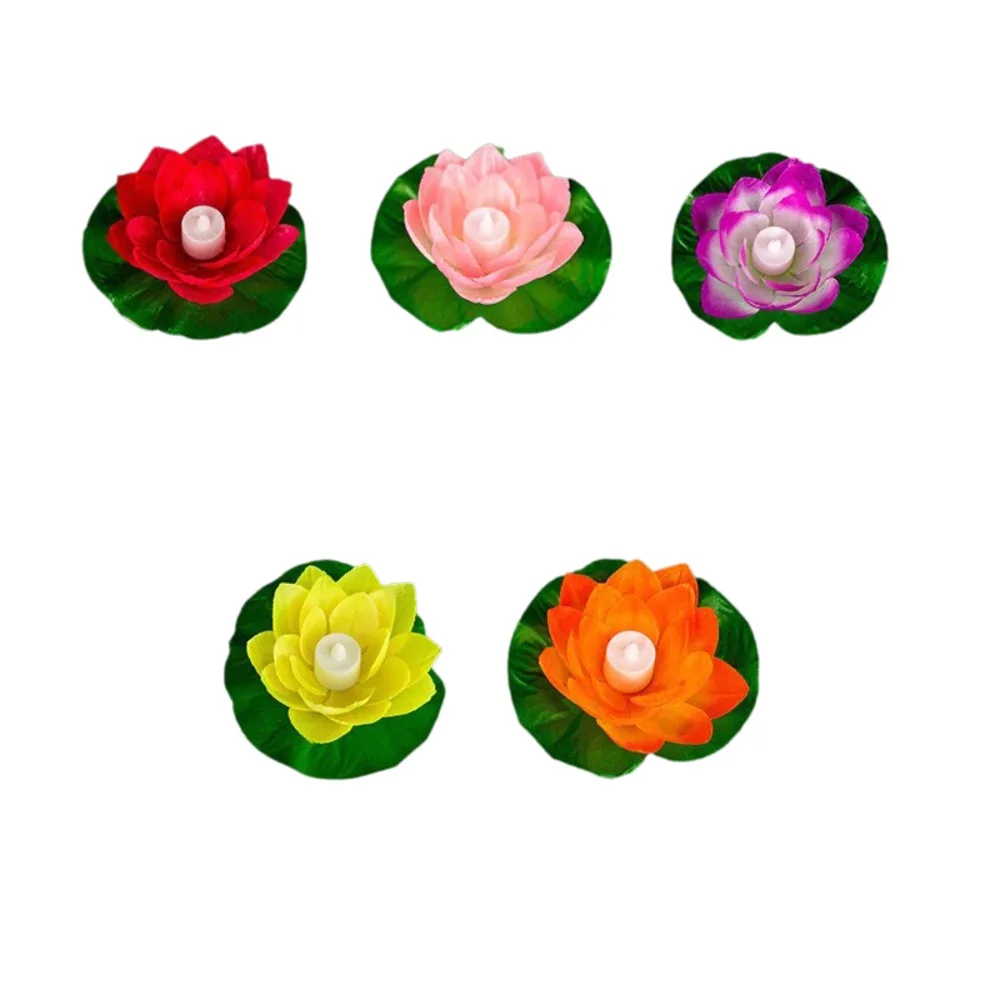 Floating Induction Floating Water Lotus Lamp LED Electronic Candle Lotus Artificial Lotus Lamp 19cm Waterproof Lotus Night Light