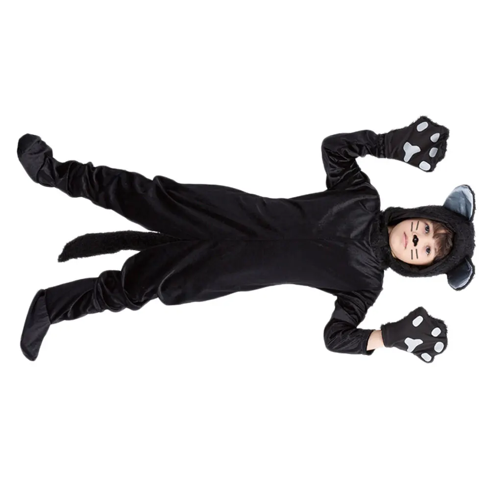 

Black Cat Halloween Cosplay Outfits Soft Texture Kids Cat Kids Role Play Costume Costume Reusable Fun Role Play Set
