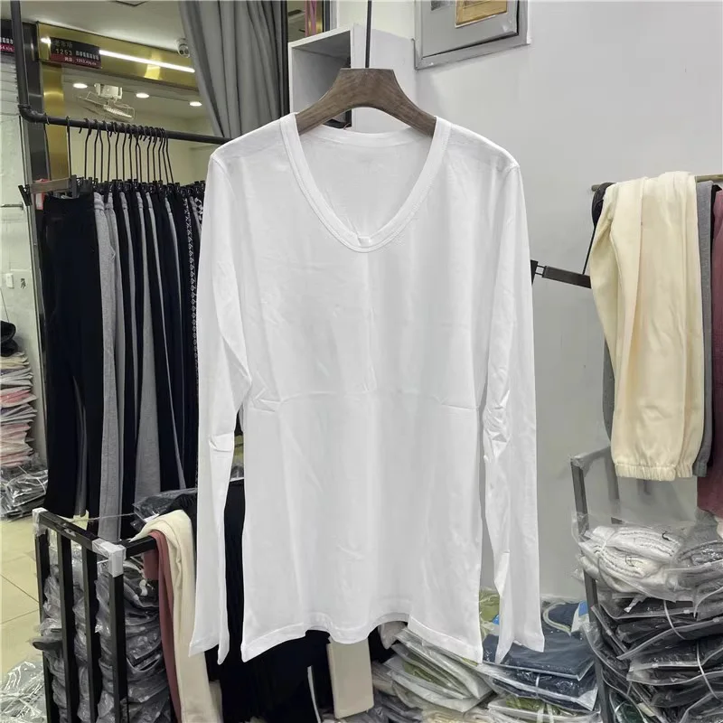 

Simple V-Ne Women's T-irt Cotton Base irt Inner Wear Spring Summer Commute Sle Long Sve Regular Length