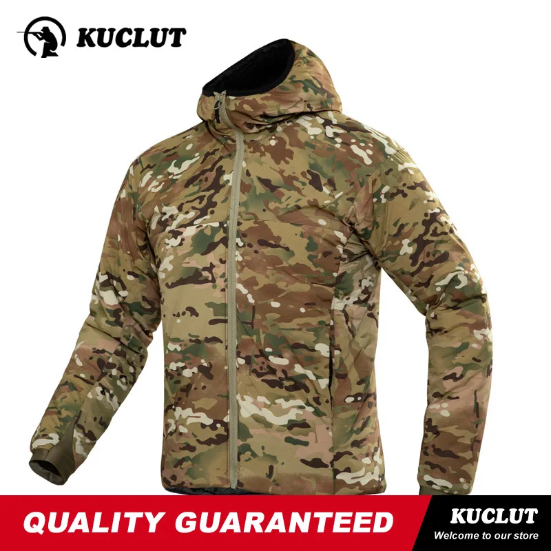 Picture 3: Hooded Man Winter Camo Tactical Jacket Lightweight Thickened Cotton-padded Water Proof Coat Training Camping Hiking Outerwear