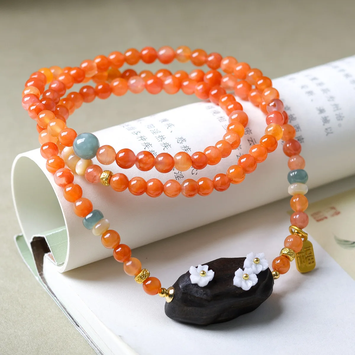 2026 New Natural Southern Red Agate Three Loop Bracelet Original Wenwan Medicine Sinking Three Life Flower Bracelet Gifts