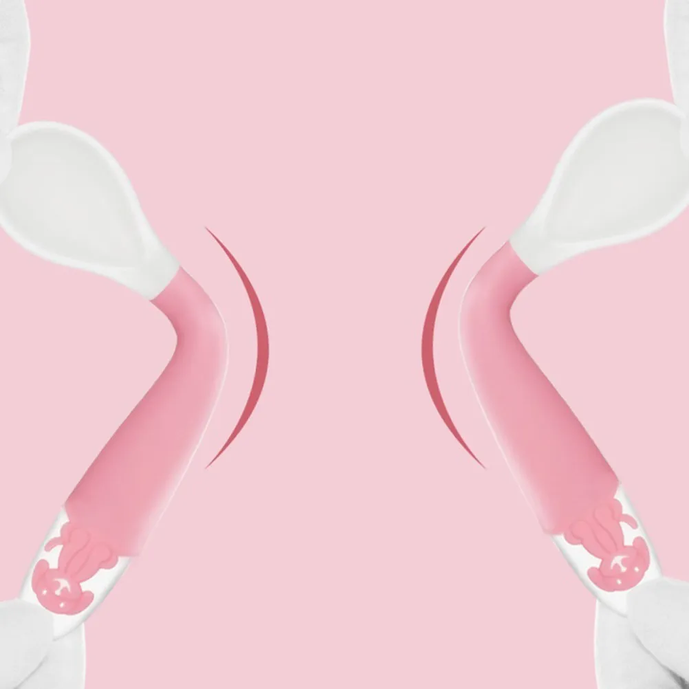 

1 Piece Silicone Soft Spoon for Kids Bendable Feeding Tableware Smooth Edges Easy to Clean Infant Eating Tool Pink with Storage