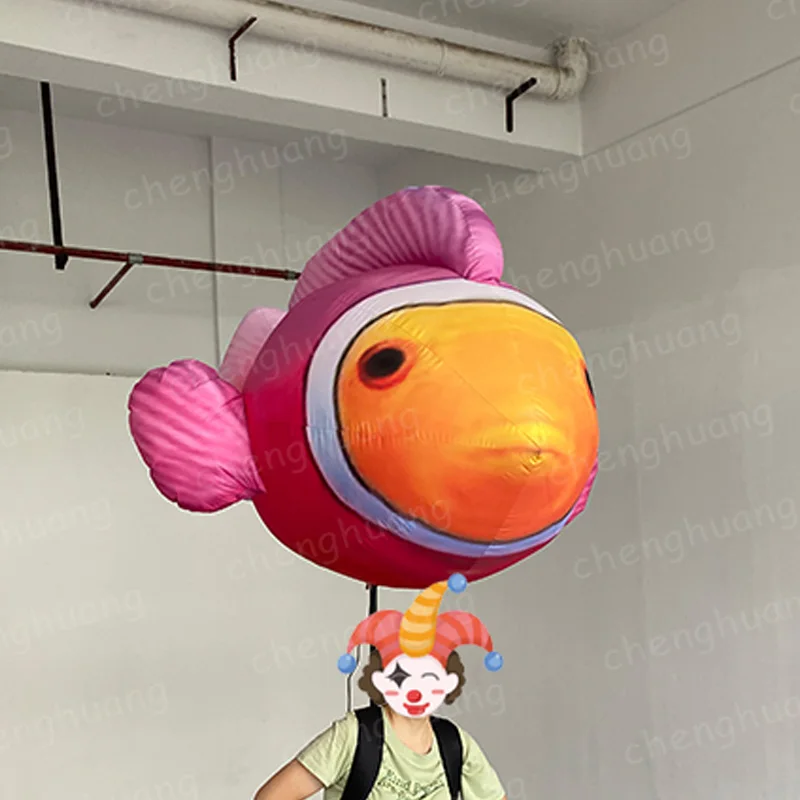 팽창식 분홍색 손잡이 물고기, 동물 에어 모델, 송풍기 포함, 야외 광장, 쇼핑몰 장식, 퍼레이드 장식