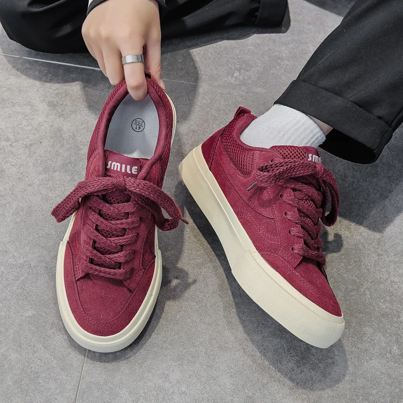 Baskets Plates à Lacets pour Homme, Chaussures d'Extérieur Décontractées, Design Simple, Plateforme Polyvalente, Style de Rue, 44