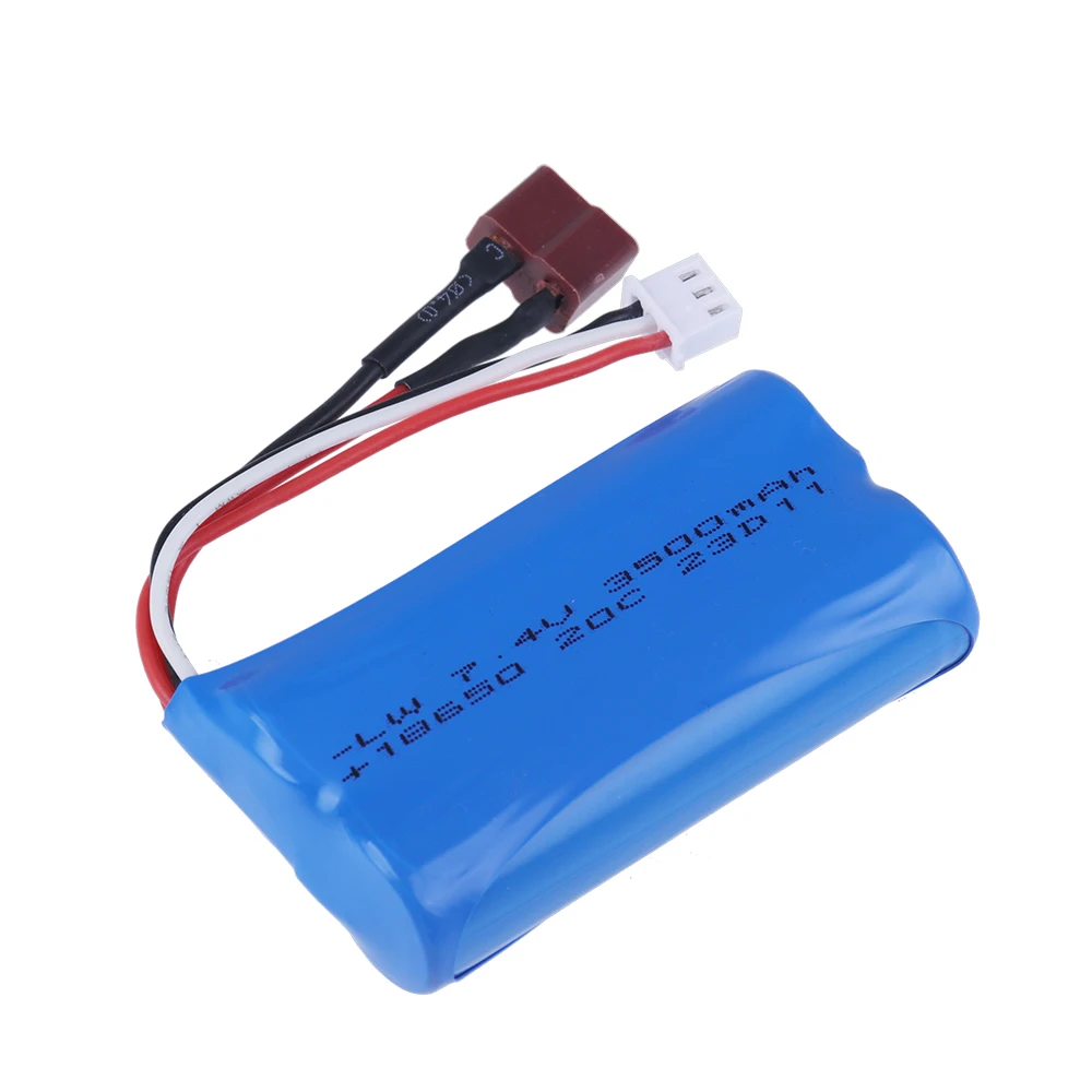 2S 7.4V 3500mah Lithium Battery 18650 for Wltoys 10428/12428/12423 / Q46 RC Car Spare Parts with charger 7.4V T plug