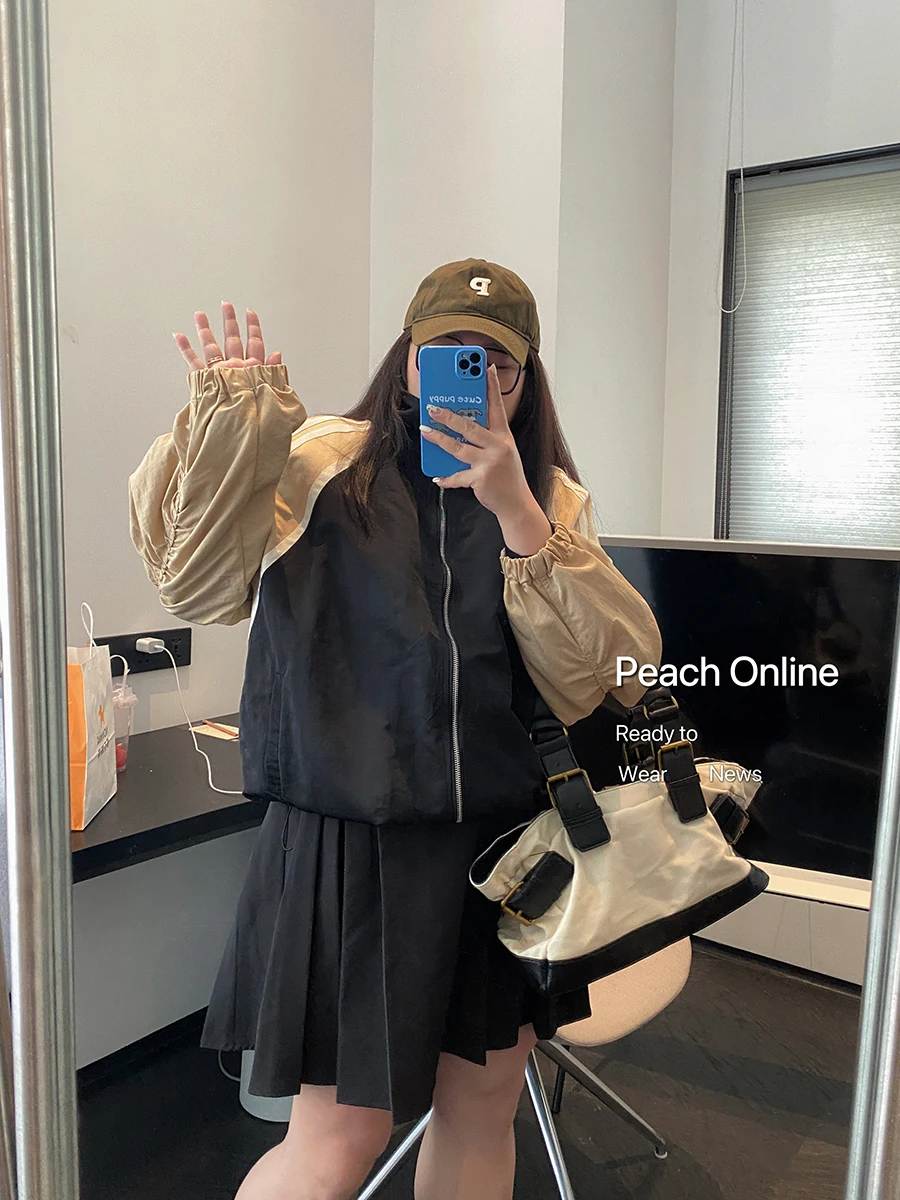 

Loose American Sle Baseball Jaet plus Size Women's Autumn Sportswear Fce Lined Windbreaker Outerwear for plus Size