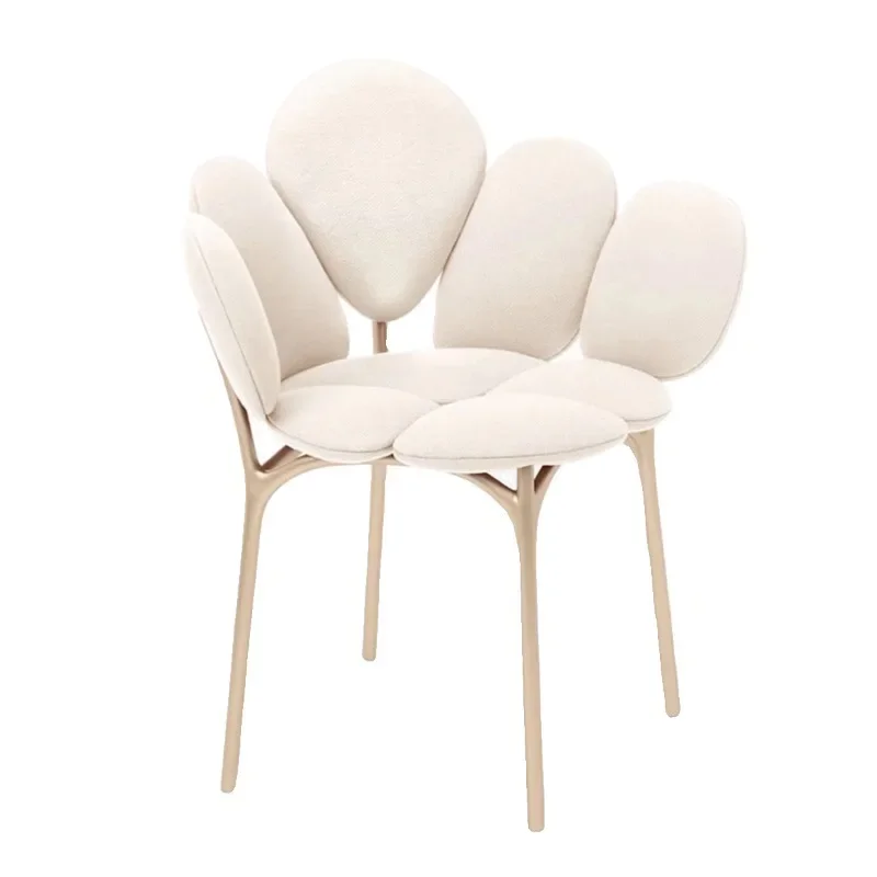 

Modern light luxury petal chair, designer mansion villa stainless steel art high-end backrest dining chair, art leisure chair
