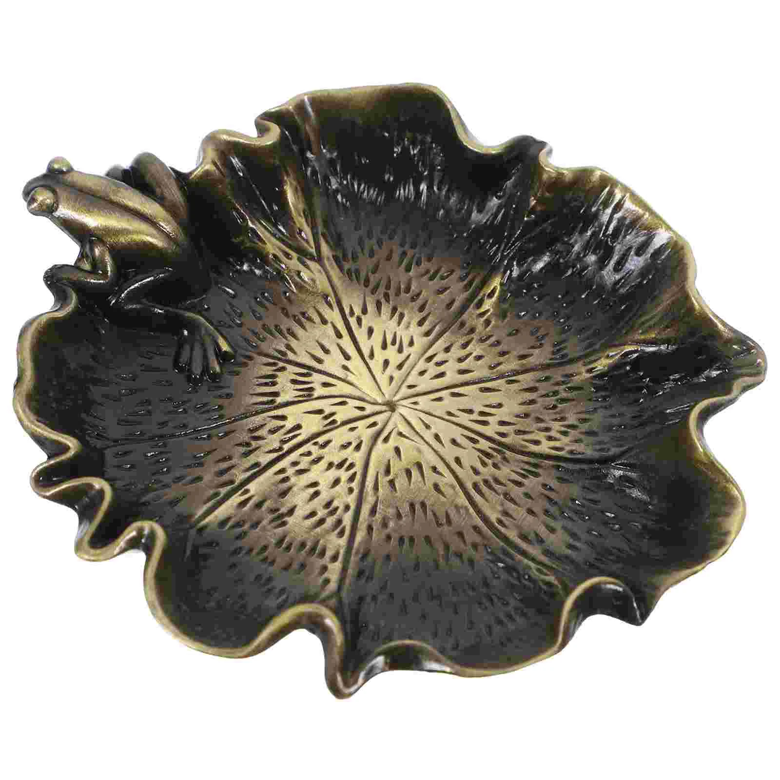 Inkstone Ornament Copper Dish Plate Calligraphy Supply Paint Brush Decorate Chinese Desktop Lotus-leaf Frogs Inkwell