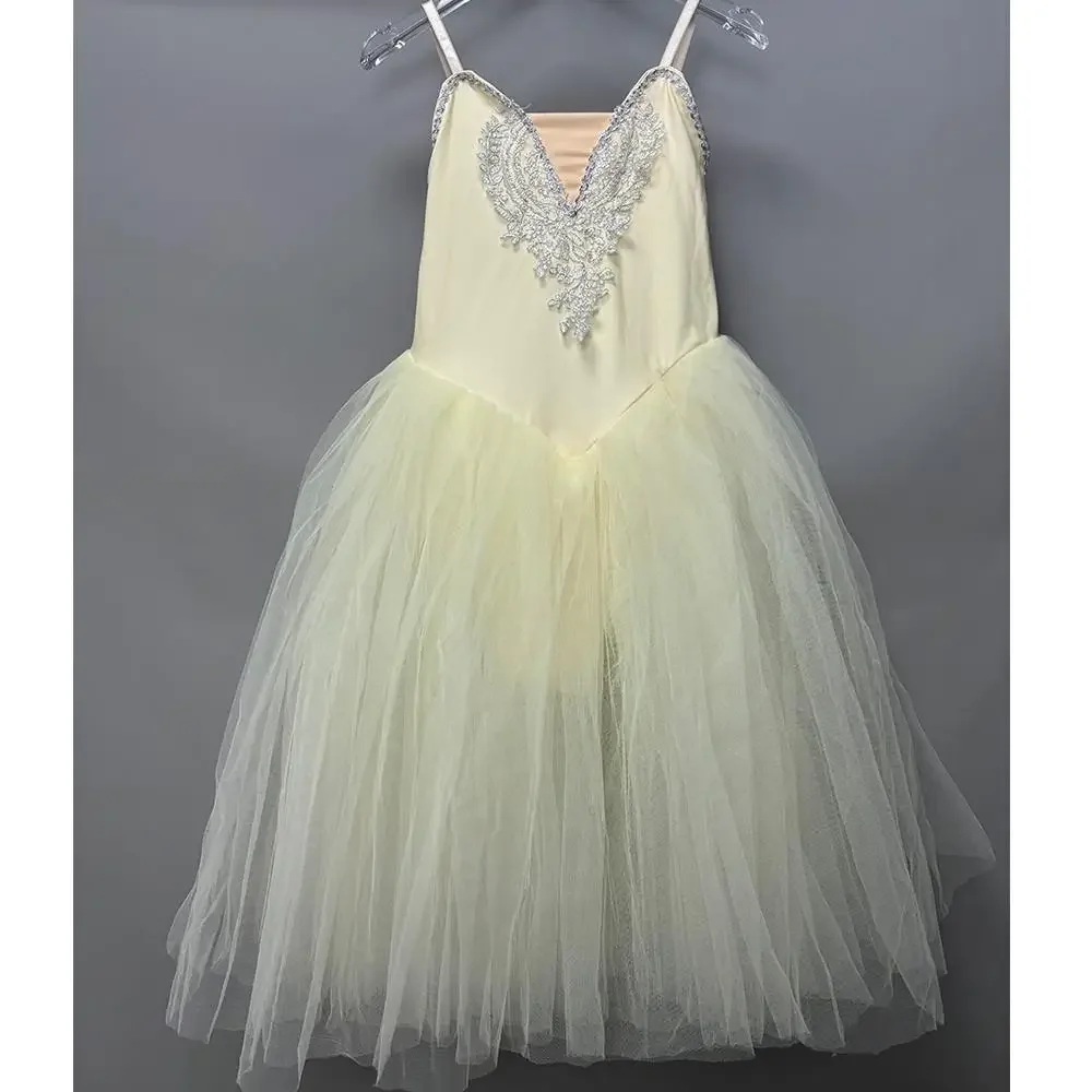 Yellow Ballet Dress Girls Swan Lake Costumes Leotard Women Adult Practice Ballet Skirts Profesional Performance Dance Wear