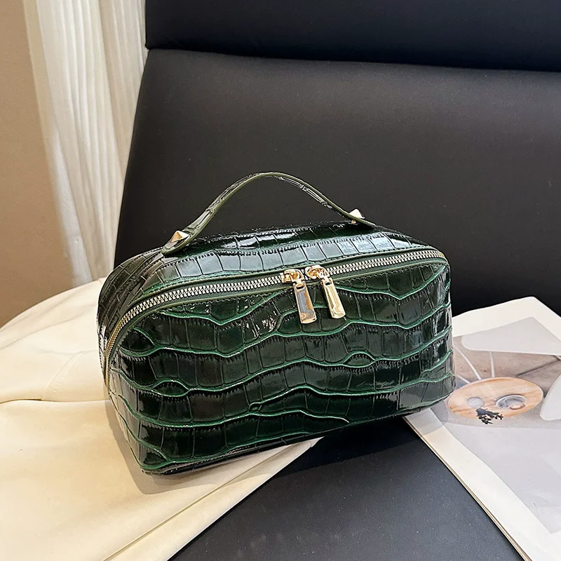 التمساح نمط مستحضرات التجميل حقيبة التخزين للنساء المحمولة وسادة حقيبة سعة كبيرة المنظم السفر أدوات الزينة غسل ماكياج الحالات #6