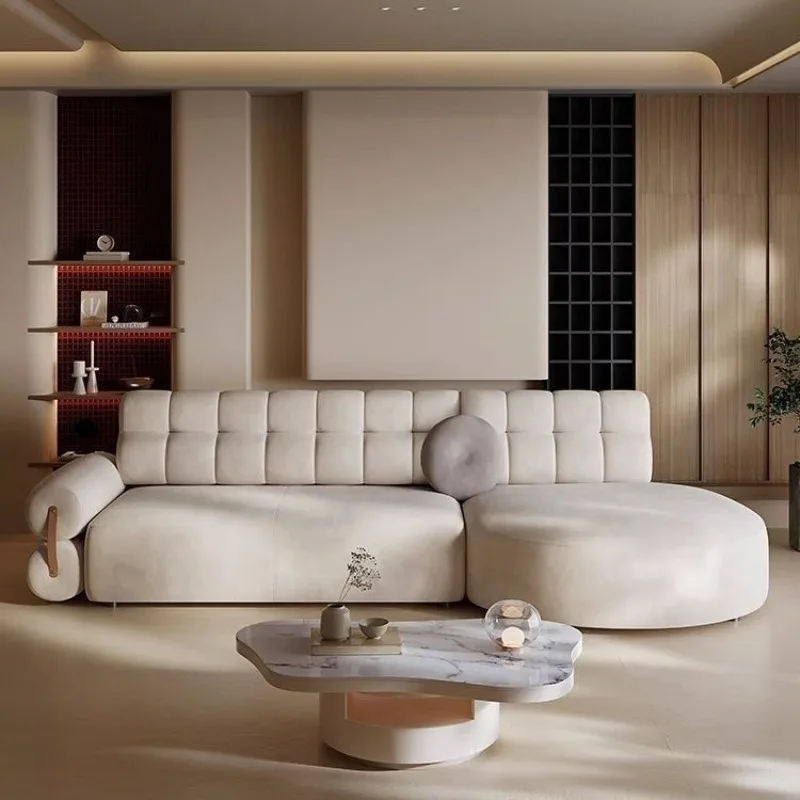 French fabric sofa combination living room cream style designer villa large apartment retro corner pull-up sofa