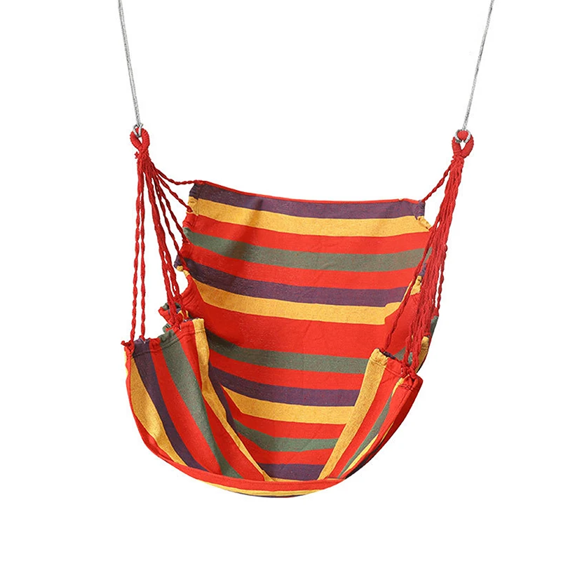 

Outdoor Canvas Hammock Portable Thickened Anti-Rollover Striped Hammock Garden Travel Camping Hanging Swing Hammock