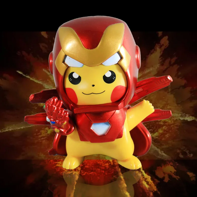 Pikachu Elfin Cos Avengers Alliance Iron Man Marvel Doll Model Handmade Car Accessories Toy Gifts Christmas Halloween Wholesale