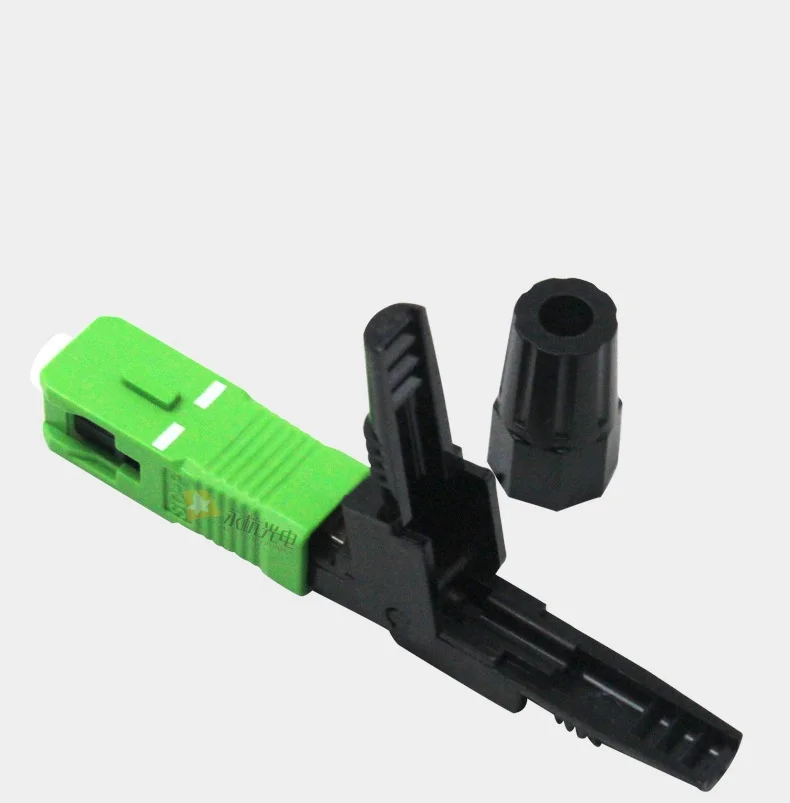 10Pcs Sc/Apc Fiber Optic Connector Embedded Single Mode Component Fiber Optic Quick Connector-Black + Green