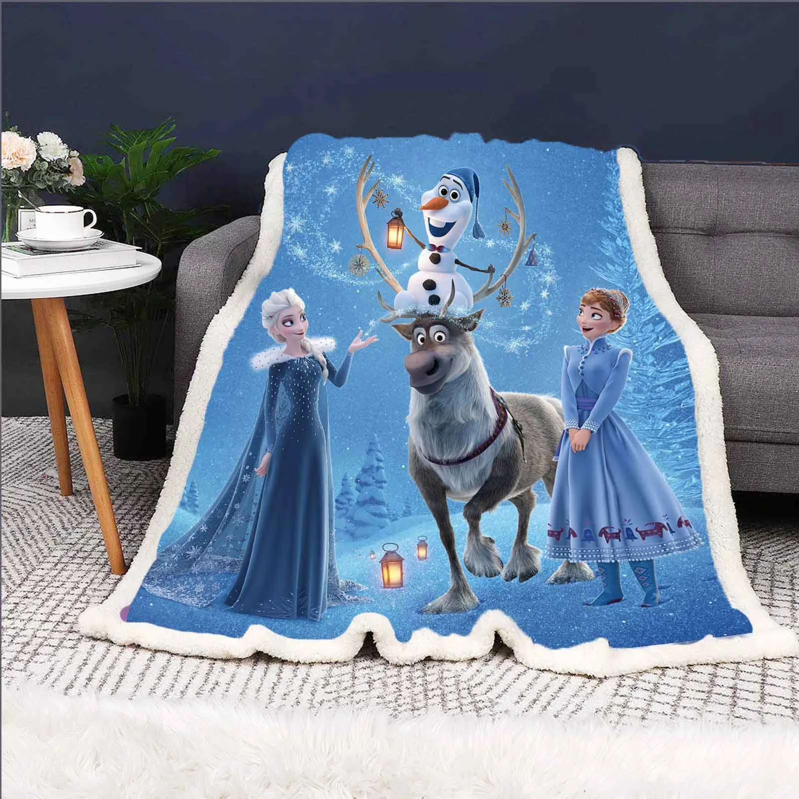 Frozen Elsa Princess Olaf Anime Fluffy Blanket Blankets For Winter Plush And Throws Bed Microfiber Fabric Home Travel Airplane