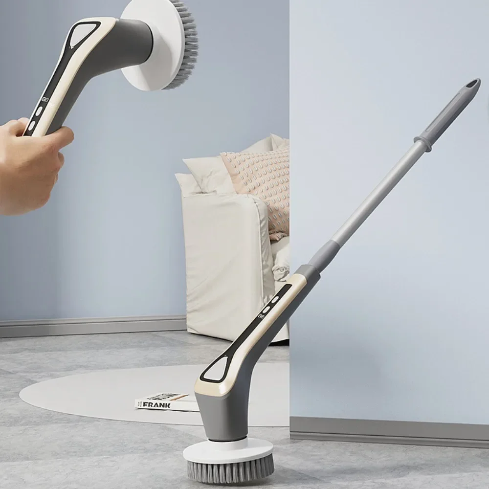 Wireless Cleaning Brush Electric Convenient Head Adjustable Removable Telescopic Handle Cleaning Tool Handheld Replaceable Brush