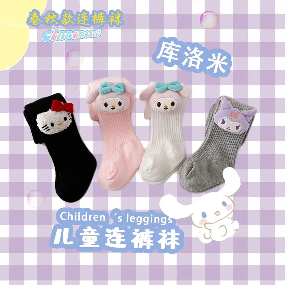 Kuromi My Melody Anime Kawaii MINISO Ins Fashion Socks Cute Cartoon Spring Autumn Pure Cotton Children Stocking Gifts for Kids