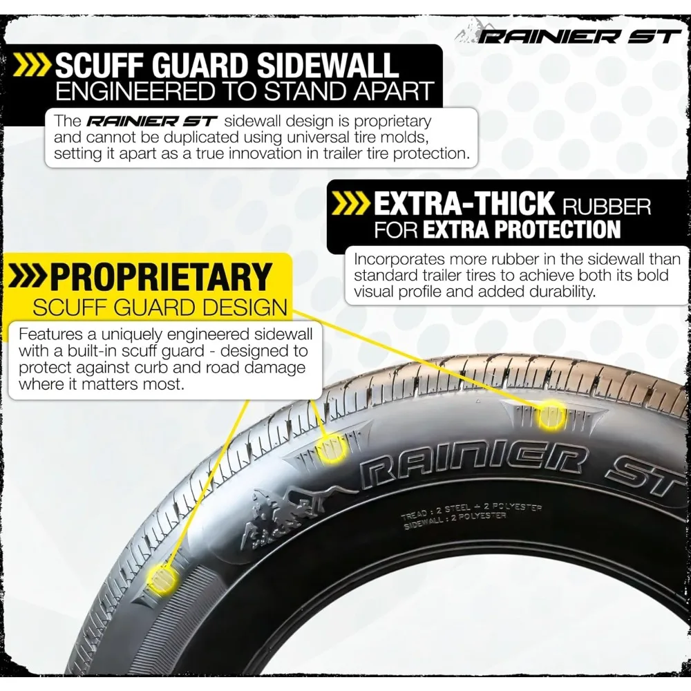 2-حزمة إطار مقطورة شعاعي على حافة ST175/80R13 13 بوصة. نطاق الحمل C 5 عروة بيضاء