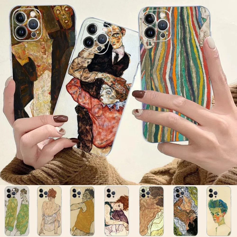 Egon Schiele Phone Case For iPhone 15 14 11 12 13 Mini Pro XS Max Cover 6 7 8 Plus X XR SE 2020 Funda Shell