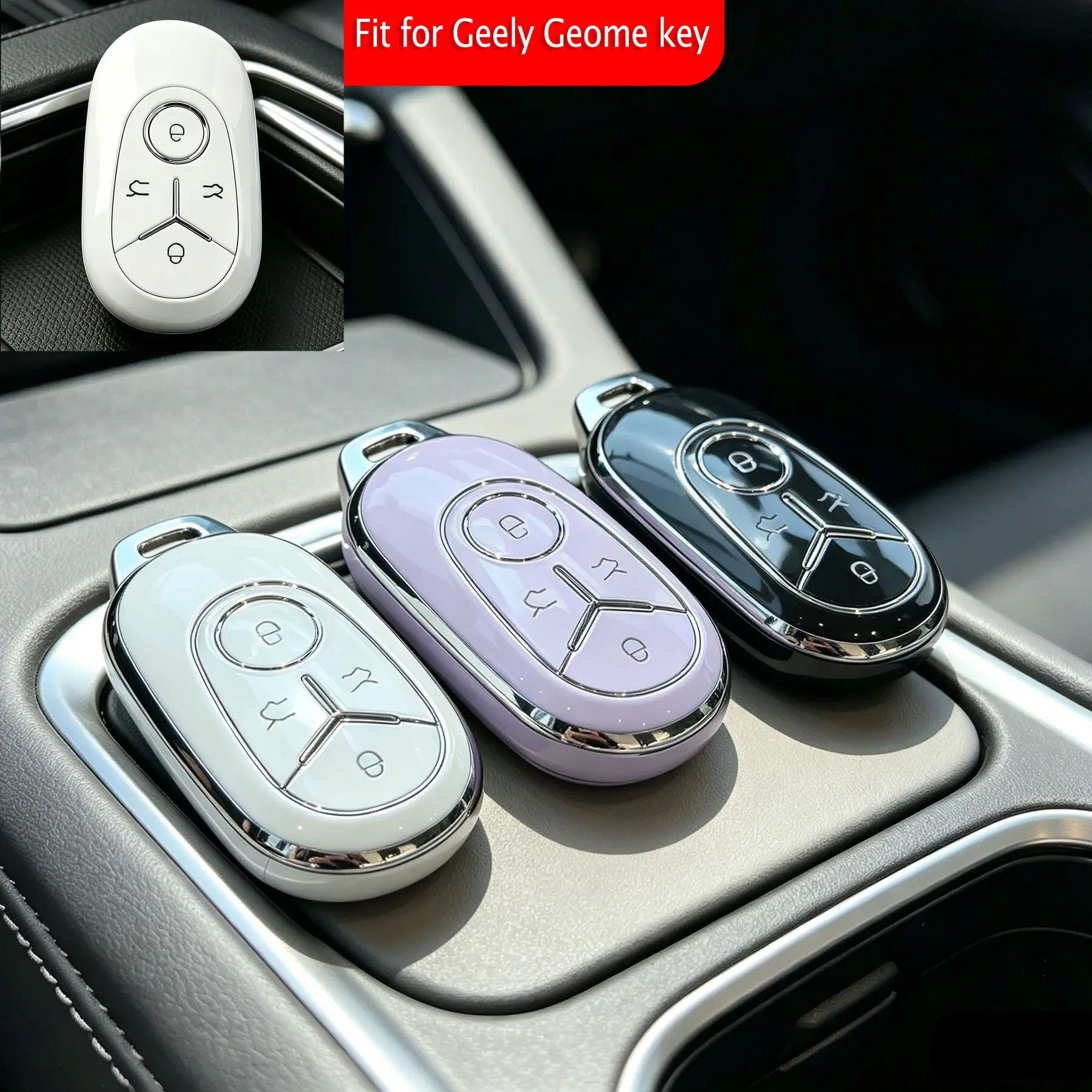 TPU Key Caps Car Keychain Holder For Geely EX2 GEOME Galaxy 2025 Light Star Wishes Exploration Version Organizer Key Case Cover