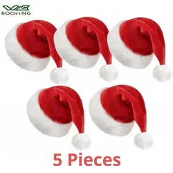 5/1PCS Christmas Hat Plush Adult Children Soft Santa Hat Christmas New Year Holiday Party Decoration