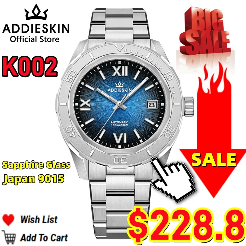 

AddiesKin reloj hombre K002 Автоматические механические роскошные часы 9015 Механизм с сапфировым стеклом 100 м Diver BGW9 Светящиеся мужские часы