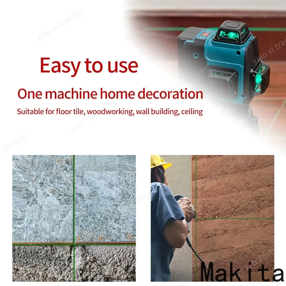Makita High-Precision 16-Line 360 Horizontal Vertical Cross Level Green Light Laser High-Precision Wall-Mounted Portable Tool
