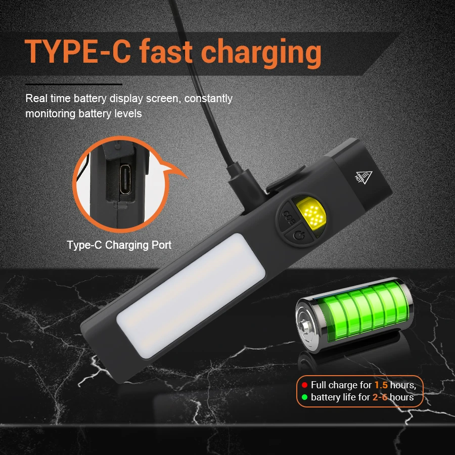 Nueva linterna con detección UV de 395nm y luz de alerta roja, 8 modos de iluminación, bolígrafo con pantalla Digital, Clip, carga tipo C, linterna ABS