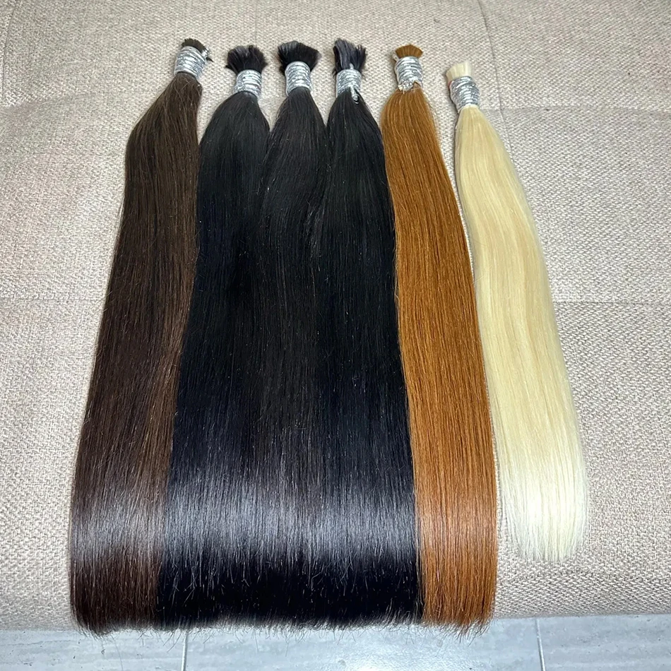 100% Real Virgin Human Hair Bulk Extension 1b 613 Blonde Hair Bulk 10a Weaving For Braiding Unprocessed No Weft Straight Hair