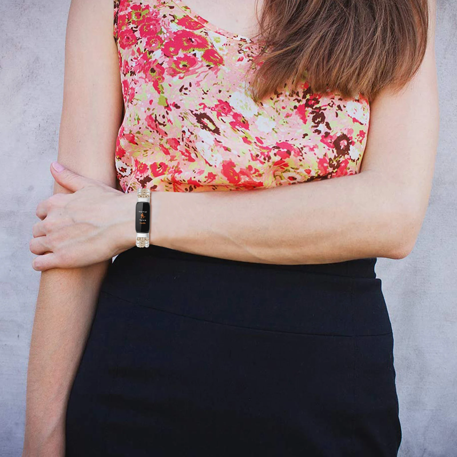 حزام مضفر من القماش لساعة Fitbit Luxe الذكية للنساء والفتيات حزام ساعة لؤلؤي لـ fitbit إلهام 3 سوار معصم بديل