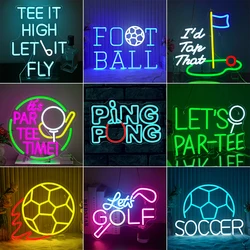 Ball Neon Sign Led Light Up Sign ping pong Club Wall Decor Football Neon Golf Course Light per palestra decorazione della stanza dei bambini Logo